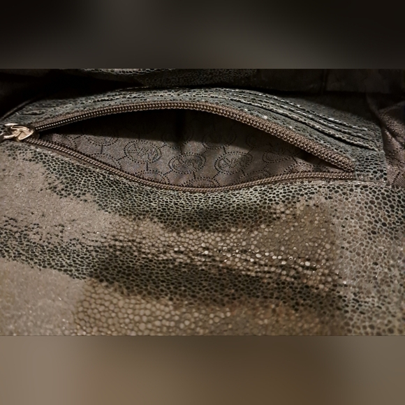 Michael Kors Sparkle Metallic Texture Black Suede Evening Clutch Purse Hand Bag - Picture 6 of 14